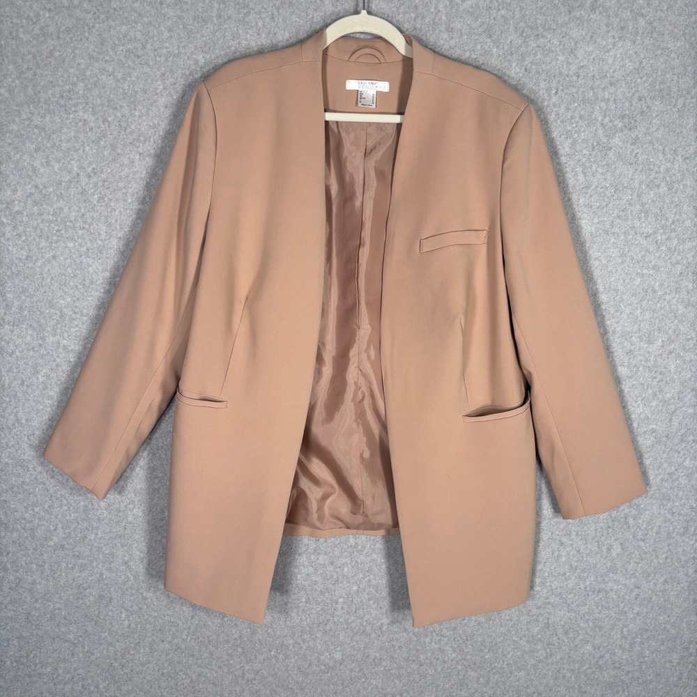 Lascana for Venus Blazer Size 16‎ Tan Open Front Neutral Quiet Luxury Minimalist